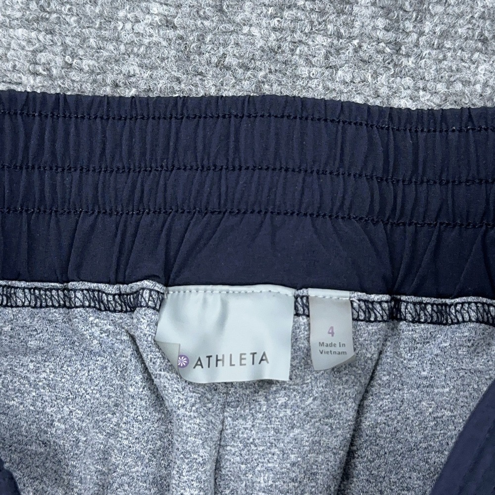 Athleta Lined La Viva Pants Womens 4 Blue Ruched Drawstring Hiking Zip Pockets - Picture 2 of 11